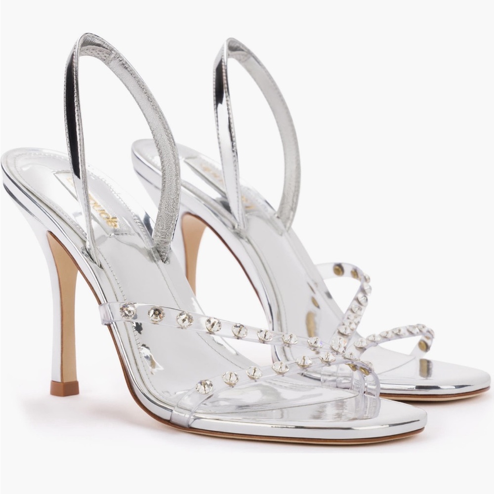 Larroude Swarovski Silver Sandal